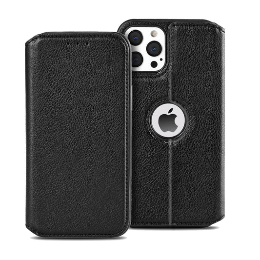 iPhone Hülle - Eleganz Kunstleder Tasche Case - Schwarz