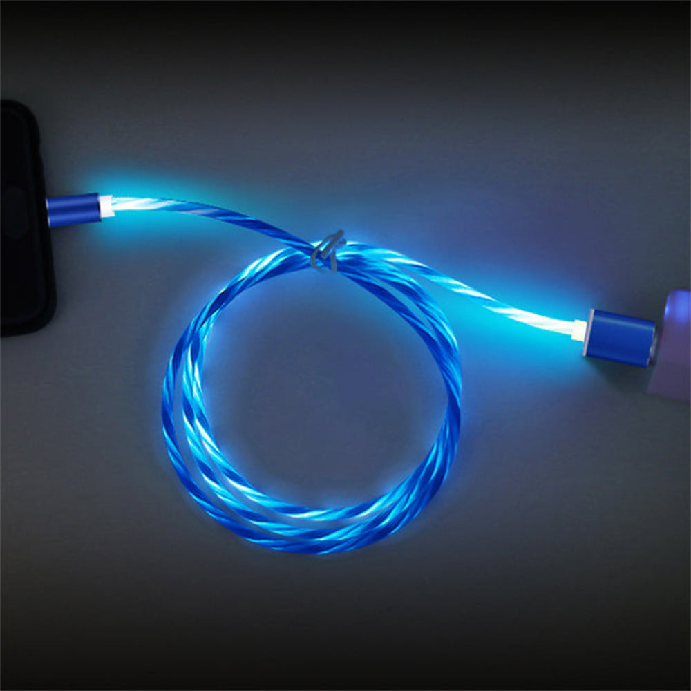 LED Ladekabel Magnet 3in1 | USB C | Micro USB  | Lightning | Blau