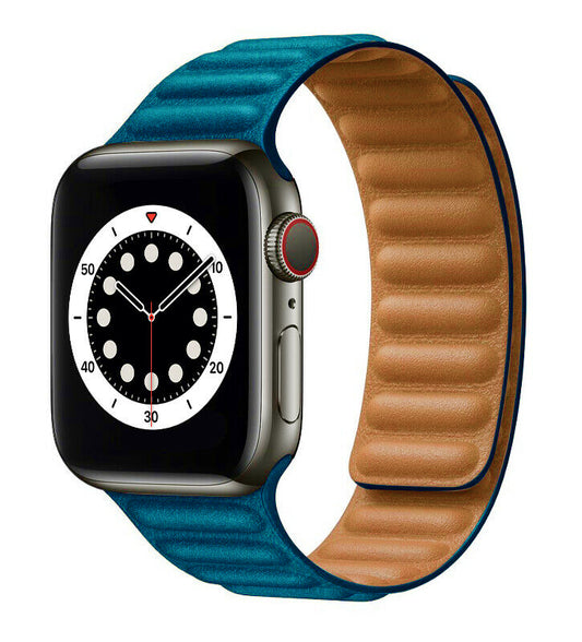 Apple Watch - Leder Magnet Armband - Azurblau