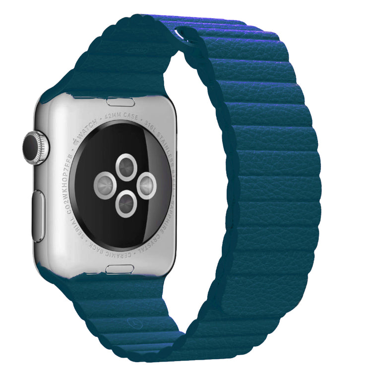 Apple Watch - Leder Loop Magnet Armband - Azurblau