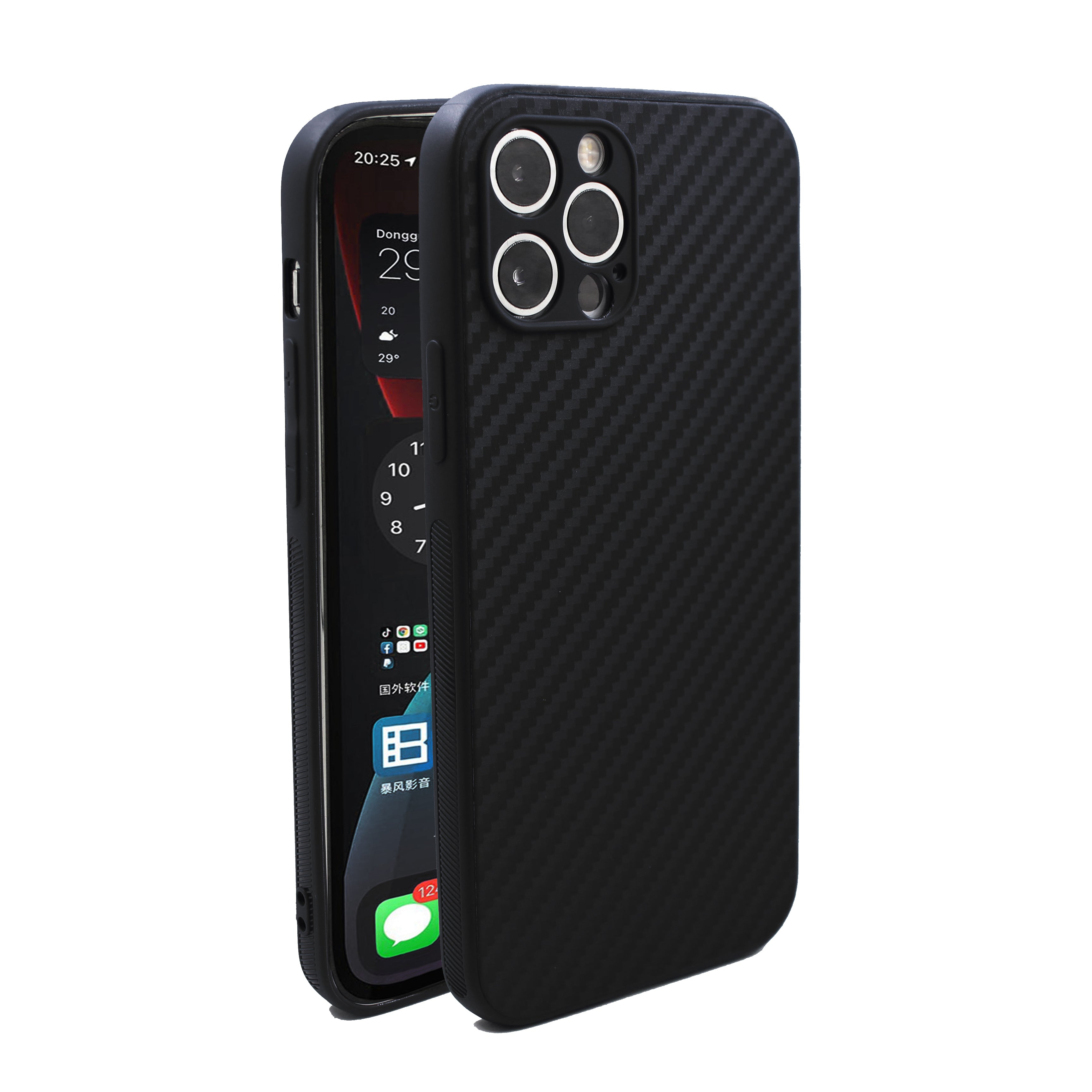 iPhone Hülle - Slim Carbon Case - Schwarz