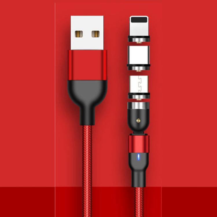 Nylon Ladekabel Schwenkbar Magnet 3in1 | USB C | Micro USB  | Lightning | Rot