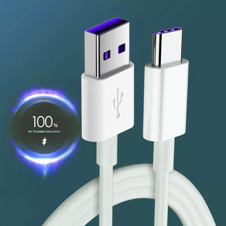 Ladekabel | Typ-C - USB A | Schnellladekabel Aufladekabel | Weiß