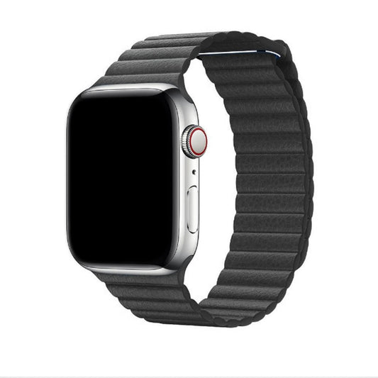 Apple Watch - Leder Loop Magnet Armband - Schwarz